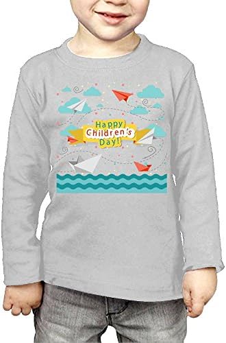 ZheuO Boys & Girls Baby Origami Boat and Paper Plane Soft and Cozy 100% Cotton T-Shirts Unisex Gray 5-6 Toddler