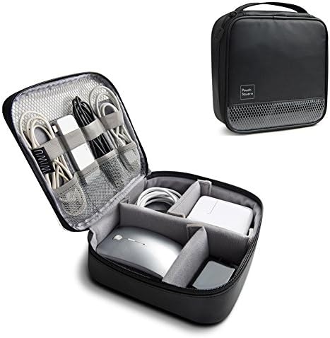 Universal Cable Organizer Bag Multifunctional Electronics Accessories Organizer Bag Portable Storage Carrying Sleeve Case for Cables, Earphones, Power Banks, Adapters - M Size (6.89"×6.89"×2.16")