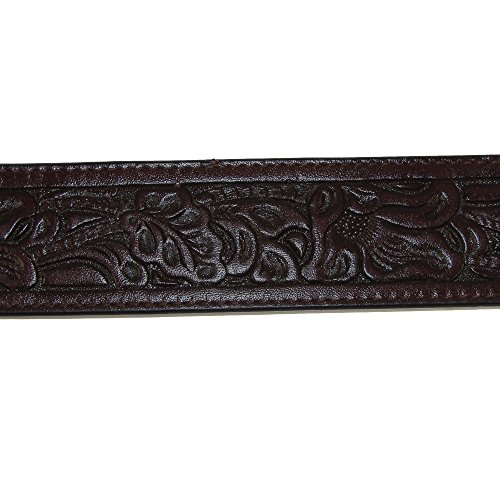 CTM Embossed Leather Money Belt with Removable Buckle, 36, Brown