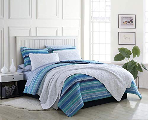 Poppy & Fritz 220832 Alex Cotton Comforter Set, Full/Queen, Blue