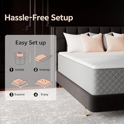 Queen Mattress 10 Inch Hybrid, Medium Firm, Memory Foam & Pocket Springs, Pressure Relief Mattresses, Safe Materials, CertiPUR-US Certified, Mattress Queen in a Box