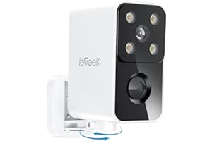 ieGeek Security Cameras Wireless Outdoor, Battery Powered Indoor Camera with 2K Color Night Vision, Pan Rotating 180°, 2.4G W