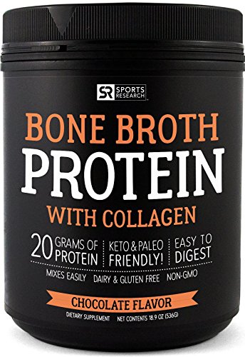 Bone Broth Protein with Collagen (Chocolate Flavor) ~ Paleo & Keto Diet Approved ~ for Healthy Skin, Joints & Muscles ~ Gluten, GMO & Dairy Free