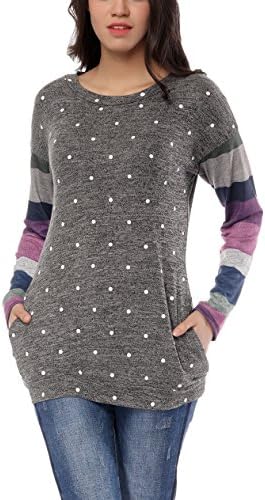 Vicabo Women Long Sleeve Boat Neck T-Shirts Casual Blouse Tops (D, Medium)
