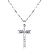 Dixbix Baptism Cross Necklace for Women,First Communion Cross Necklaces Jewelry Gifts for Women