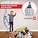 Creative QT Stuff ’n Sit Extra Large 38’’ Bean Bag Storage Cover for Stuffed Animals & Toys, Giant Beanbag Chair for Plush, Toddler & Kids Rooms Bedroom Organizer, Navy Polka Dot