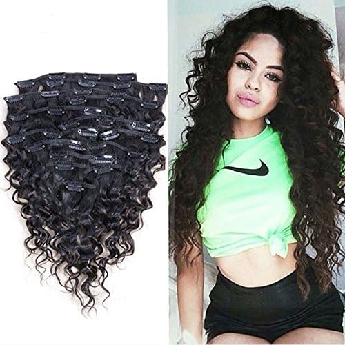 ARUKIHAIR Unprocessed 10A Brazilian Clip In Human Hair Extensions Jerry Curly Virgin Hair Natural Color Clips In Hair 18 Inch 100g 10pcs