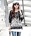 Lowpricenice Lady Batwing Sleeve Chiffon Shirt Bohemian Floral Oversized Blouse (L, Black)
