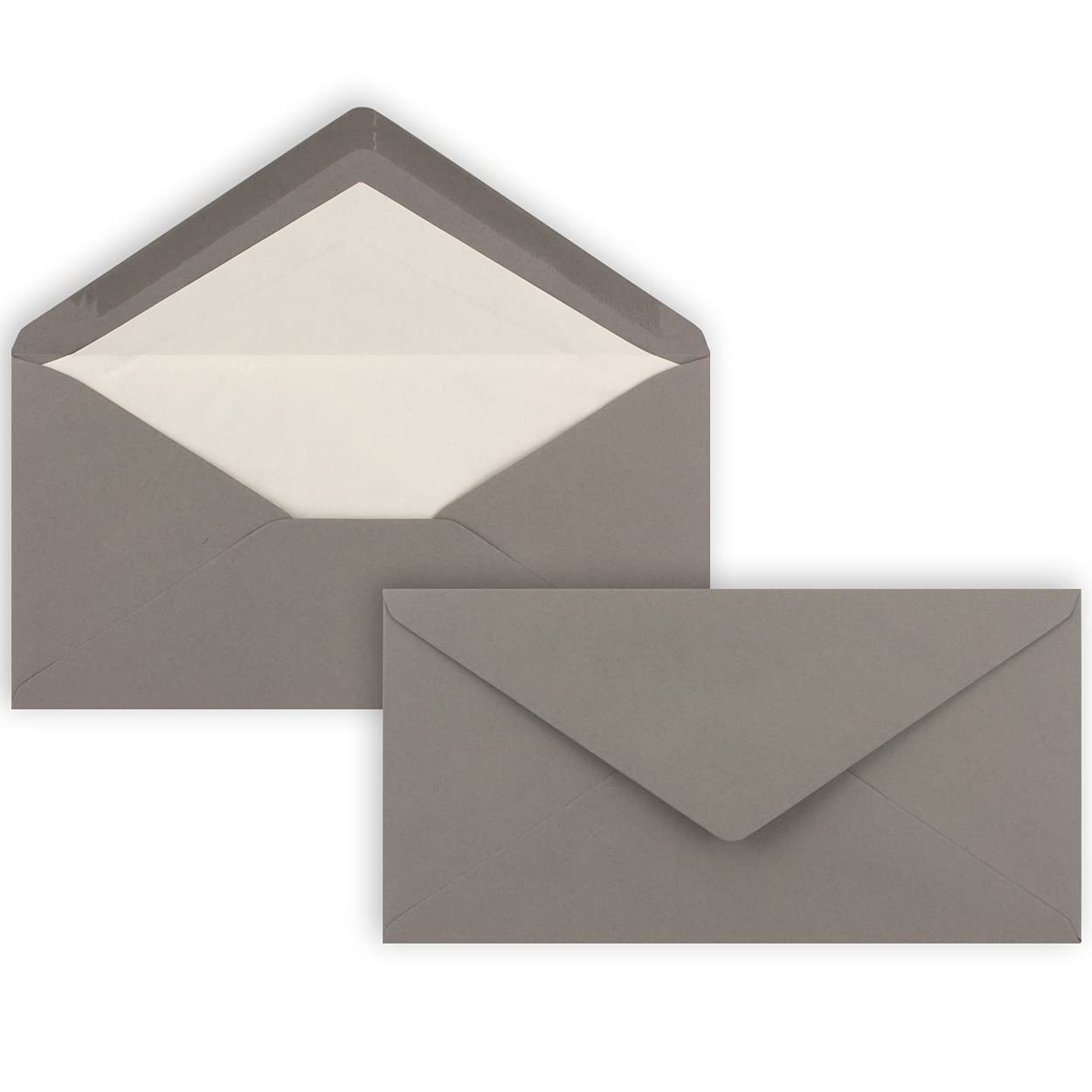 NEUSER PAPIER 50 x DIN long envelopes - dark grey with white silk lining - 11x22 cm - 90 g/m² - ideal for invitations, Christmas cards, greeting cards from The series Colourful