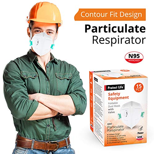 Disposable Dust Masks for face - NIOSH Certified - Safety N95 Respirator Mask with breathing valve (15 pack) | Multi-Layer Protection (VALVE) - Thumbnail 5