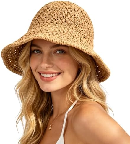 FURTALK Summer Straw Beach Sun Hats for Women UPF 50 Floppy  display picture 2