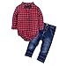 BIG ELEPHANT Baby Boys' 2 Piece Jeans Shirt Clothing Set with Bowtie (18-24 Months) G24