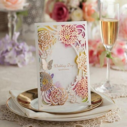 Krismile 12 Luxurious Garden Styling Rose Wedding Invitation Card Design Free Personalized Printing CW065
