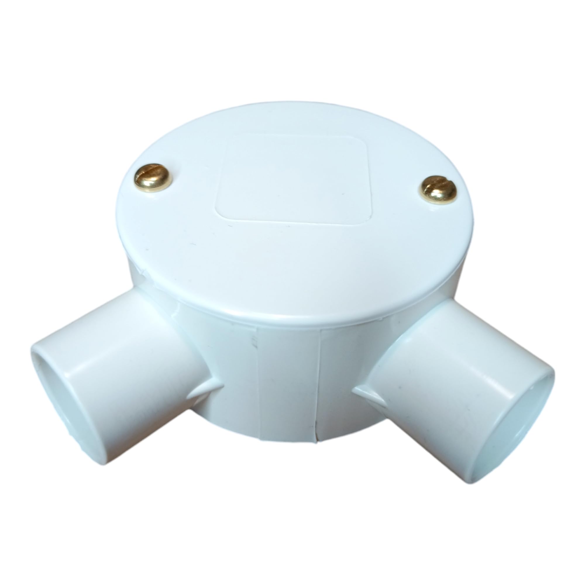 White 20mm PVC Conduit Angle Box 2 Way Terminal Box with Lid and Screws - Pack of 1