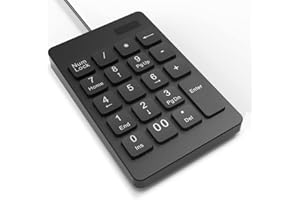 Number Pad, Portable Slim Compact USB Numeric Keypad with Big Print Letters, Full Size 19 Keys Number Keyboard for Laptop Des