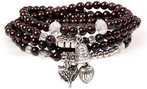 6-8mm Gem Semi Precious Gemstone Bracelets Agate Multilayer Wrap Energy Round Stone Beads Elastic Bracelets Healing Birthstone Beaded Stretchy Bangle Bracelet Gifts for Women