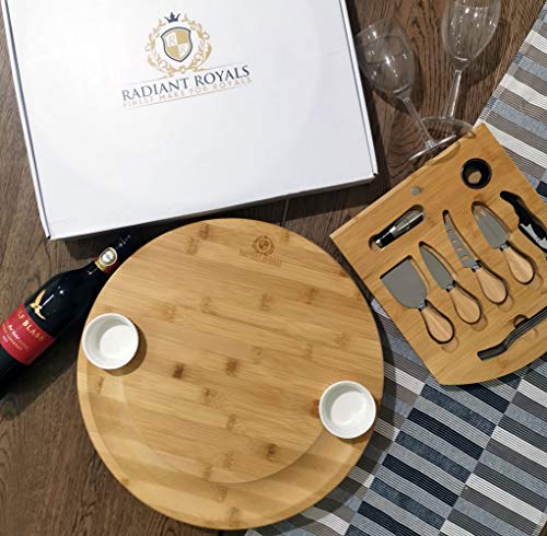 Extra Large Smiley Cheese Board Set | Unique Housewarming Gifts, Men, Women Birthday, Mothers Day | Magnetic Drawer holding Cheese Knives, Serving Forks, Wine Accessories