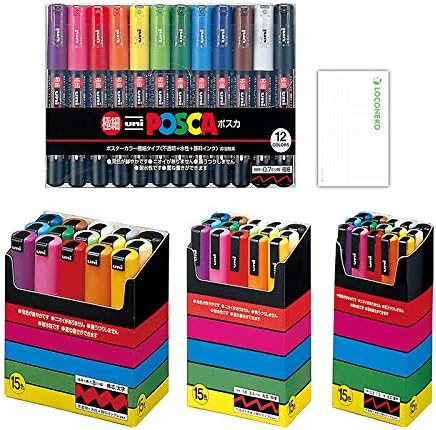 三菱鉛筆 ポスカ 極細12色細字丸芯15色中字丸芯15色