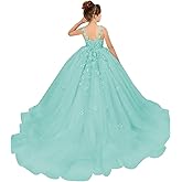 Tulle Flower Girl Dresses for Wedding Floral Appliques Princess Pageant Dress Girls Birthday Party Ball Gown