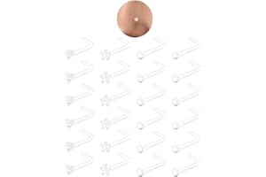 MODRSA Clear Nose Studs 18g Clear Nose Rings for Work L Shaped Plastic Piercing Retainers for Surgery Sport School Small Tiny