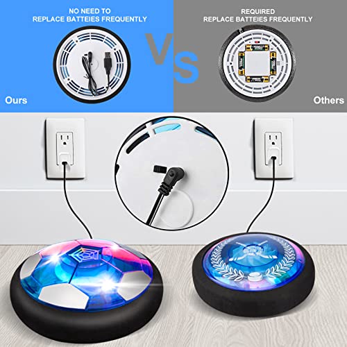 Nazano 3-in-1 Hover Soccer Ball - Kids Toy Hockey Soccer Sets with 3 Goals and LED Lights USB Rechargeable Battery Soccer Toys for Boys Girls Aged 3 4 5 6 7 8-12