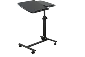 OZHOMY Tilting Mobile Laptop Computer Desk Height-Adjustable 360° Swivel Folding Table Lockable Casters Laptop Cart Portable 