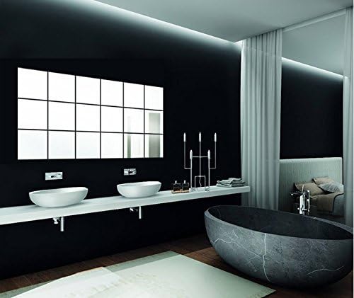 Towinle Mirror Wall Stickers, Mirrors Self Adhesive Mosaic Tiles Designed Wardrobe Mirror, Door Mirror Keep Baby Safe (18pcs)