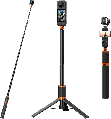 Trípode invisible para selfie de 48 pulgadas para Insta360 X4/GO 3/X3/ONE RS/ONE X2/ONE X/GO 2/ONE R/ONE - Barra de extensión para selfie con mango ajustable impermeable para cámara de acción