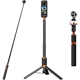 48" Invisible Selfie Stick Tripod for Insta360 X5/X4/X3 - Extension Pole Selfie Stick Handle Grip Adjustable Waterproof for G