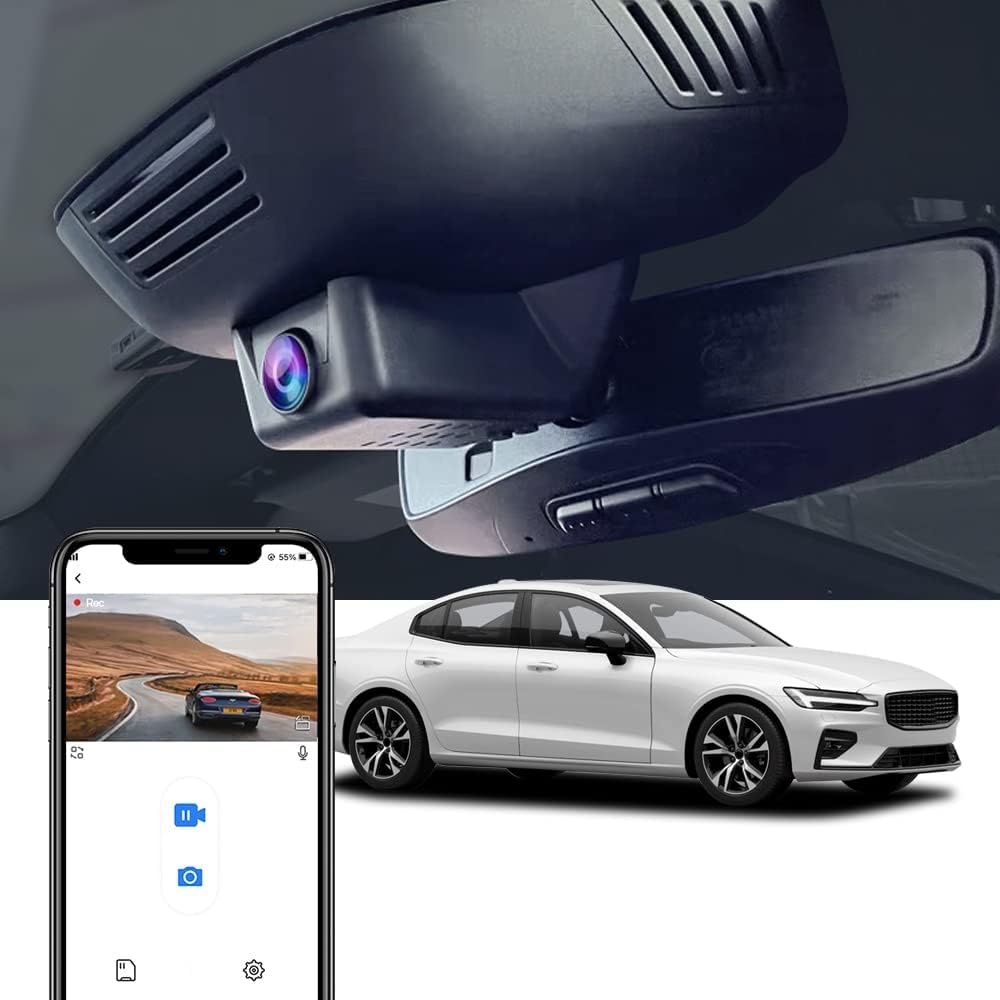 Fitcamx 4K Dashcam Suitable for Volvo 2023-2026 S60 V60 B5 B6 T5 T8, Integrated OEM Look, 2160P Video, Integrated WLAN, Loop Recording, G Sensor, WDR Night Vision, Plug&Play, 64 GB Card