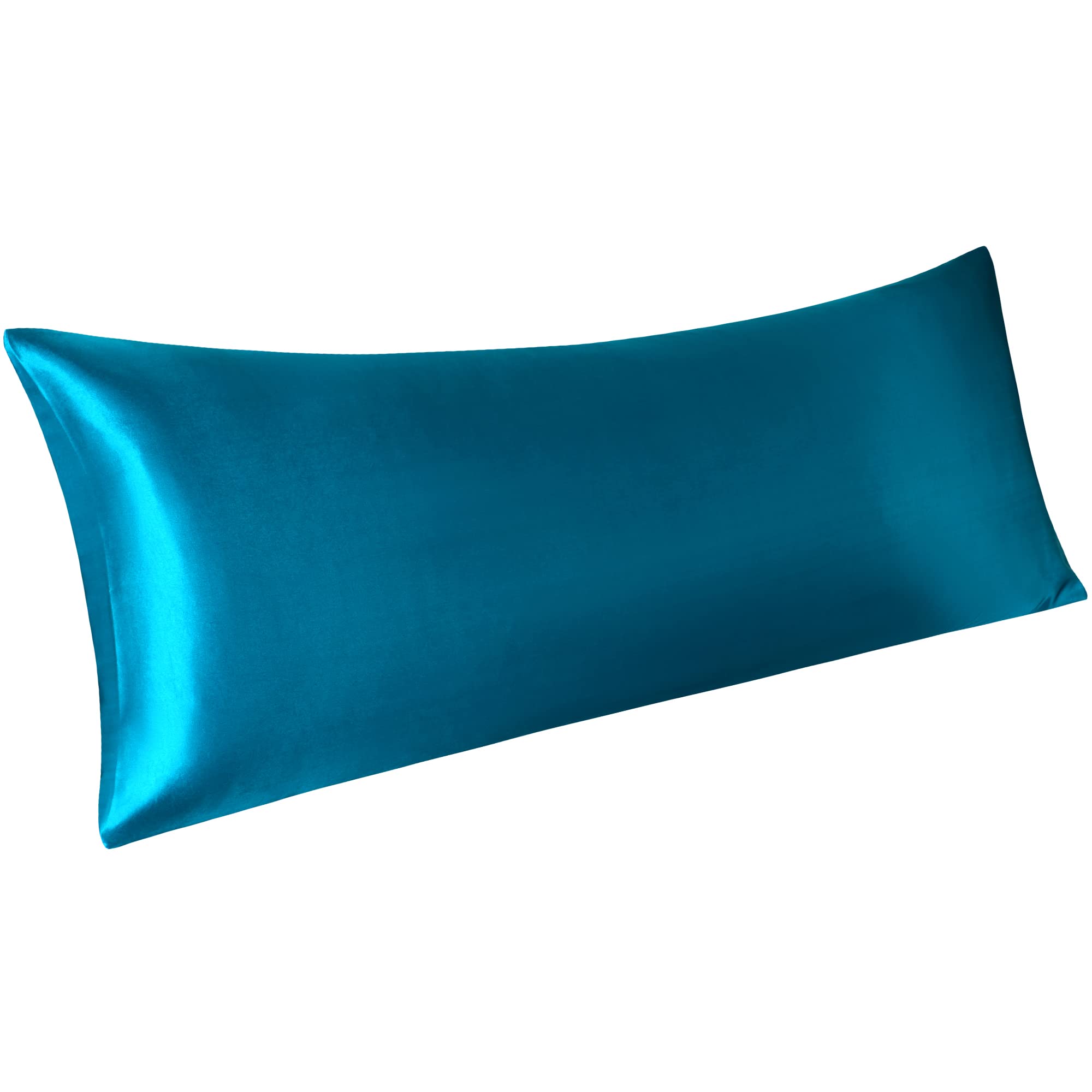 PiccoCasa 1 PC Satin Body Pillowcases for Hair and Skin, Luxury Silky Pillow Cover Luxury Long Satin Pillow Cases with Envelope Closure Peacock Blue 20"x48" (4ft)