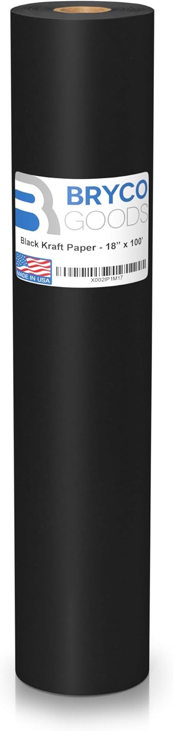 Black Kraft Arts and Crafts Paper Roll - 18 inches by 100 Feet (1200 Inch) - Ideal for Paints, Wall Art, Easel Paper, Fadeless Bulletin Board Paper, Gift Wrapping Paper and Kids Crafts - Made in USA