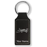LaserGram Rectangle Keychain, Low Wing Airplane, Personalized Engraving Included