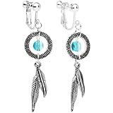 Handcrafted Dreamcatcher Dangle Clip On Earrings Created with Swarovski Crystals