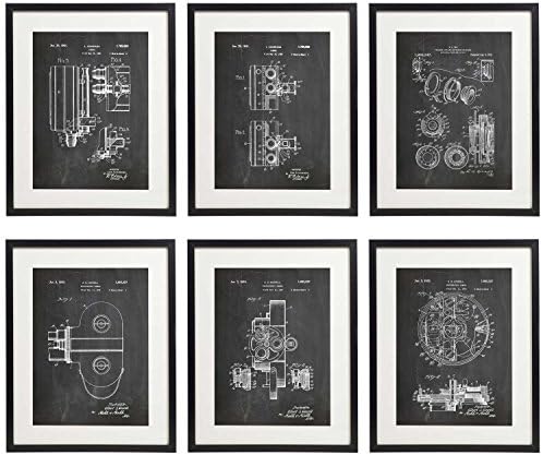 IDIOPIX Camera 02 Patent Wall Decor Chalkboard Art Print Set of 6 Prints UNFRAMED