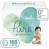 Diapers Size 3, 168 Count - Pampers Pure Protection Disposable Baby Diapers, Hypoallergenic and Unscented Protection, ONE Month Supply