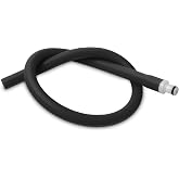 LeLuv Silicone Vacuum Pump Hose 18", 1/4" Male Quick-Connect Fitting, Black | Smooth-coated non-collapsible tubing stays flexible and dust resistant; nitrile O-ring helps provide airtight vacuum transfer