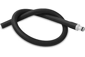 LeLuv Silicone Hose and Male Fitting for Vacuum Pumps Premium Non-Collapsible Slippery 1/4 inch Inside Diameter x 18 inch Length Matte Black