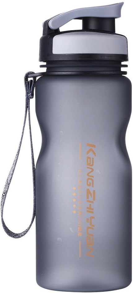 QILEYIN 600ml Sport Water Bottle, BPA-Free BEST SPORTS Water Bottle With FREE Filter / Ergonomic Curved Design For Maximum Grip - Perfect For Running, Cycling, Gym, Yoga, Outdoors and Camping GYBL254 (Gray)
