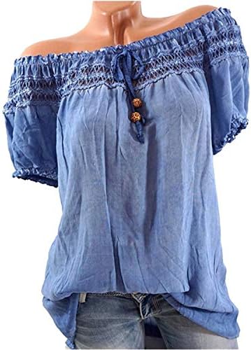 Thankstop 2018 Women Short Sleeve Chiffon Shirt Sexy Off Shoulder Solid Strapless Blouse Tops