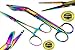 New Premium Lister Bandage Scissors 5.5 inches Plus Hemostat Forceps Straight Multi Color Rainbow Color Stainless Steel Set of 2