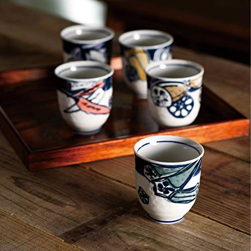 Yamakiikai Mino ware(minoyaki) Japanese tea cup yunomi φ2.95" x H3.15" Cool Design (Lotus root)