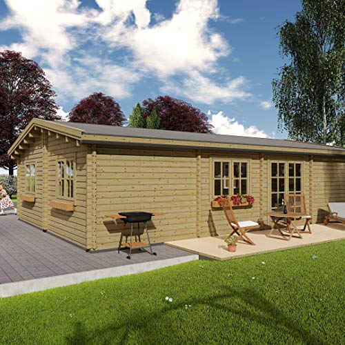 Chaletdejardin.fr Chalet de Jardin en Bois UZES, 70m², avec terrasse Couverte, 58mm d'épaisseur de Mur