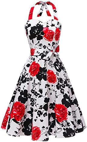 Topdress Women'sVintage Polka Audrey Dress 1950s Halter Retro Cocktail Dress