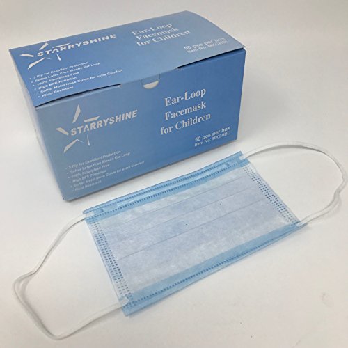 3-Ply Premium Children Blue Earloop Face Masks 100 PCS (2 BX, BLUE/PINK) , Medical Grade With Bacterial Filtration Efficiency (BFE) Rating Over 99% …