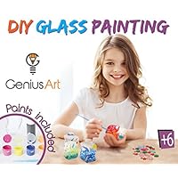 Genius Art DIY Glass Painting - Arts and Crafts Kit for Girls and Boys - Stocking Stuffers for Kids