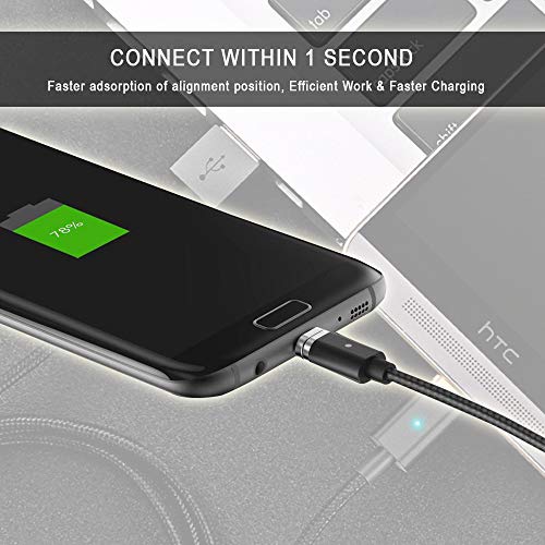 CoolKo Strongest 1.5Meter Magnetic Black Braided Charging Cable for all iPhone, AirPods, Type C Mobile Phones, Micro USB Android Smart Phones and Tablets [2 Cables 3 Heads] - Thumbnail 6