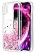 For iPhone Xs Max Case, WORLDMOM Double layer Design Bling Flowing Liquid Floating Sparkle Glitter Waterfall TPU Protective Phone Case for Apple iPhone XS Max [6.5 Inch 2018], Rose Gold
