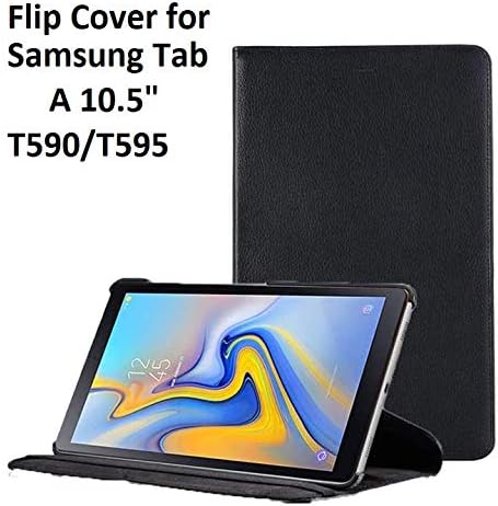Casodon Case Fit Samsung Galaxy Tab A 10.5 inch T590/595 360 Degree Rotating Leather Cover Slim Folio Multi-Angle Viewing Stand Case - Black
