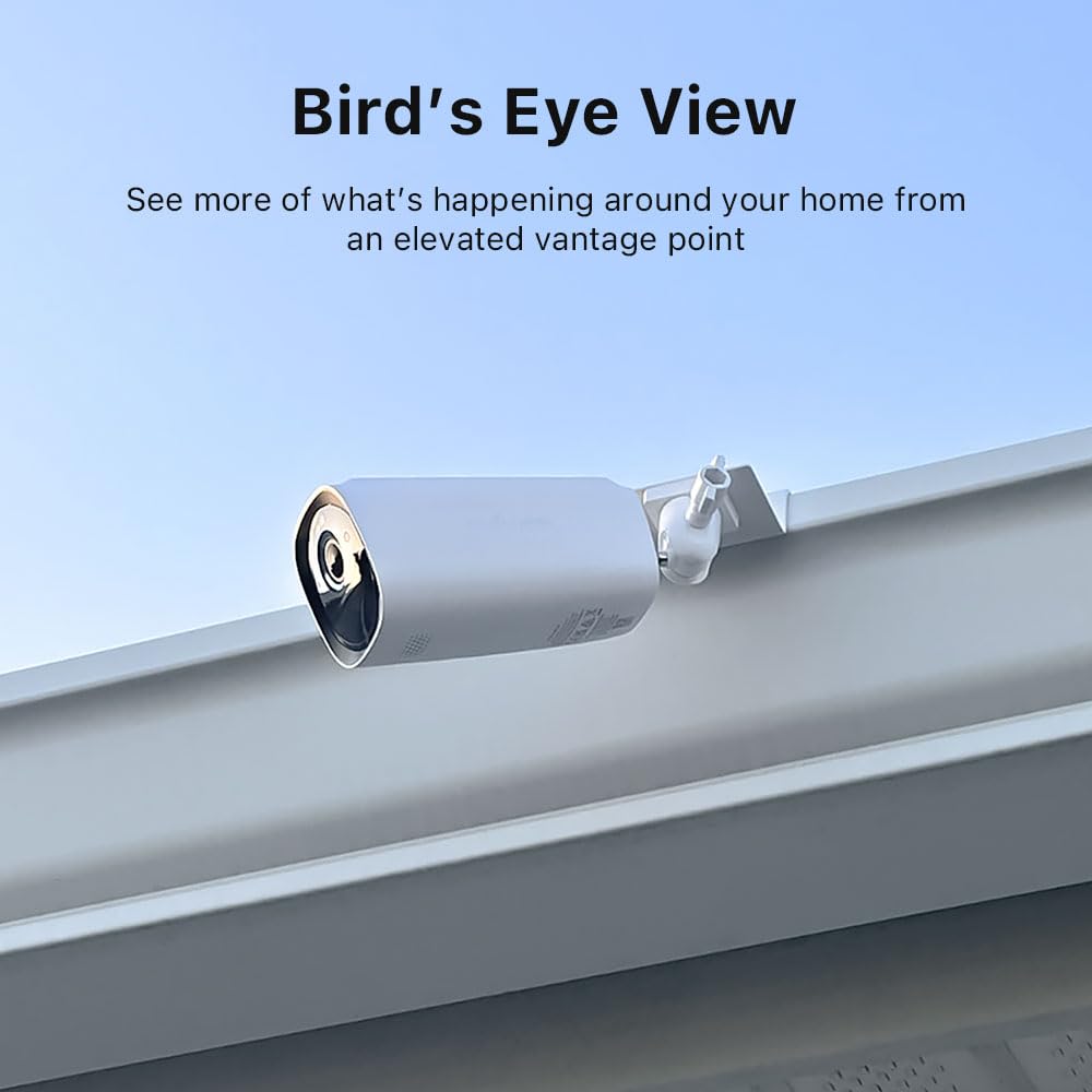 Holicfun Gutter Mount for Ring, Blink, Eufy, and Arlo Outdoor Security Cameras, No-Drill Installation, 360° Adjustable, Weather-Resistant, White